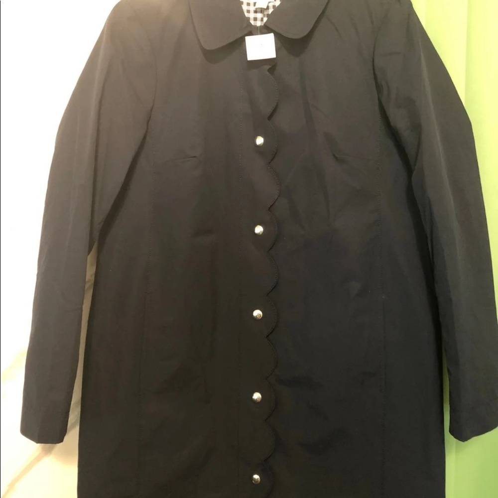 J.Crew Scalloped Mac Coat Jacket Sz 2 Navy Blue